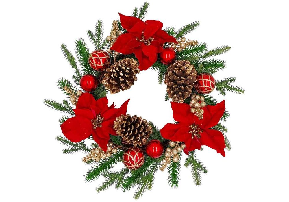 Wianek świąteczny na drzwi duży wieniec na cmentarz grób girlanda 50cm