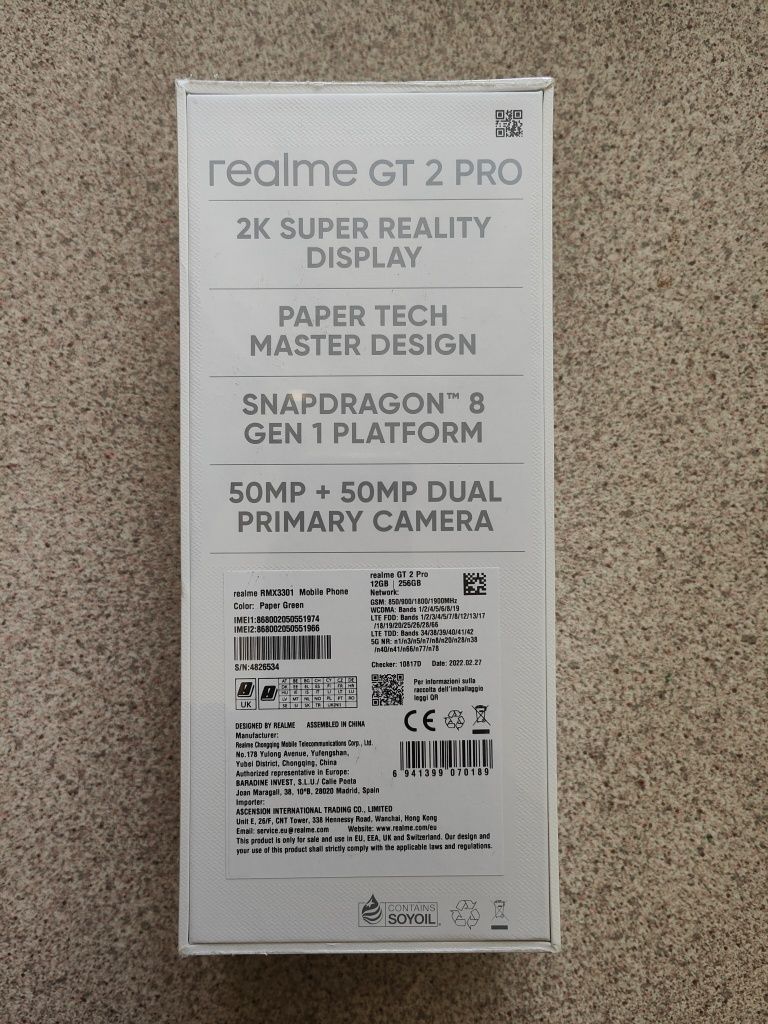 Realme GT2 Pro 12/256Gb Paper Green EU. Гарантия