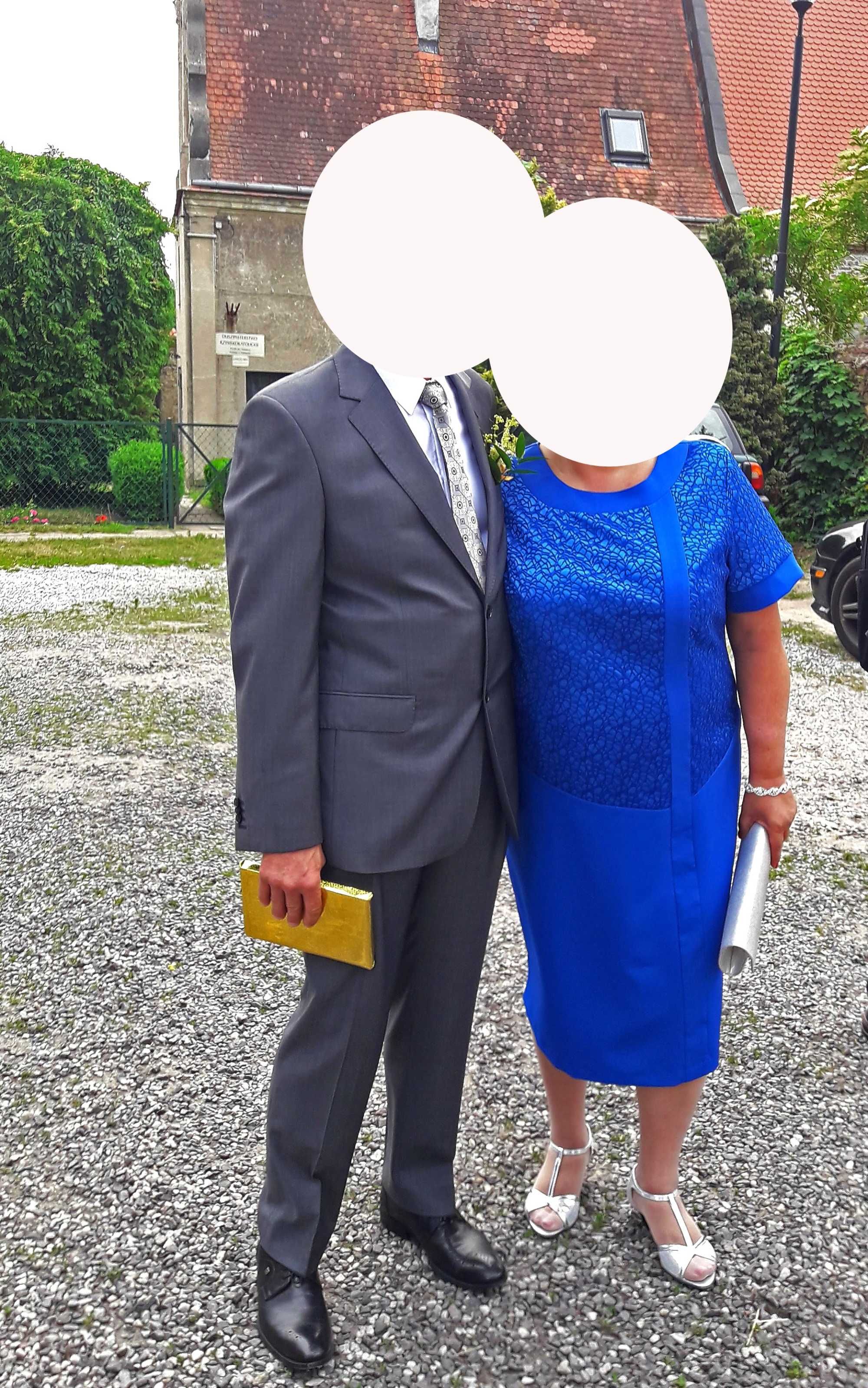 Sukienka na uroczyste okazję,  chabrowa - rozm. 48- 50