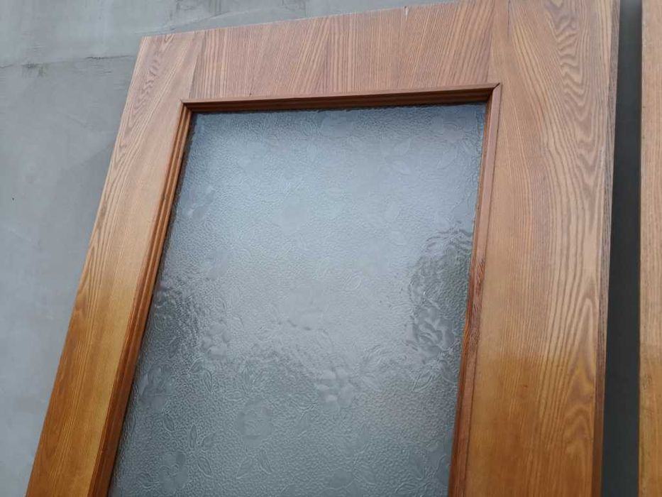 Komplet DRZWI wew. 80cm Drewno Natural SOSNA Okucia Szyba Zamek Klucze