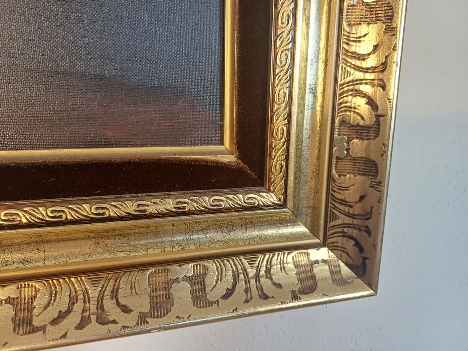 Stary obraz na płótnie sygnowany  .