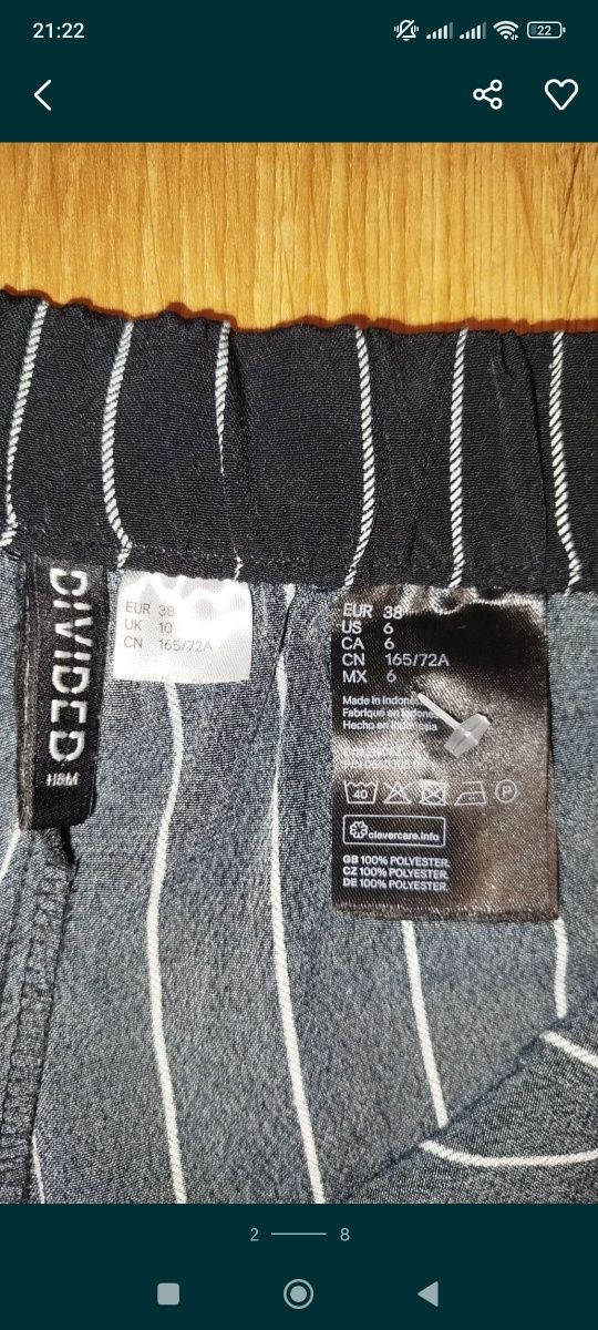 Spodnie damskie H&M 38 M galowe eleganckie