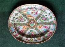 Travessa porcelana chinesa Mandarim vinhetas florais e pássaros