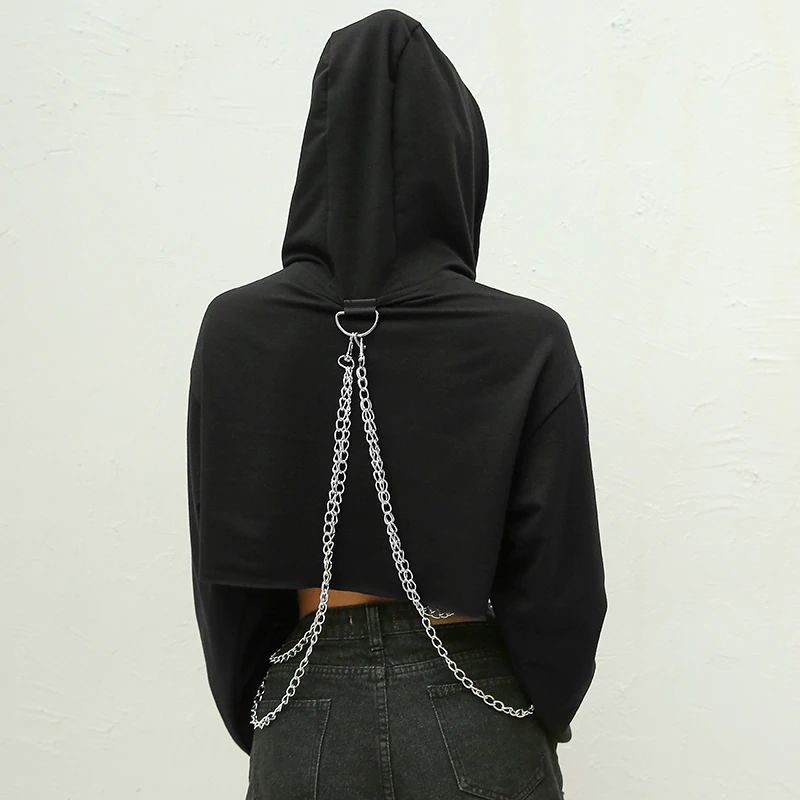 Stylowa Krótka Bluza z Łańcuszkami Punk HIP HOP Goth - XXL