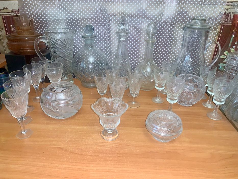 Ваза графин  кувшин бокалы Богемия Чехия хрусталь