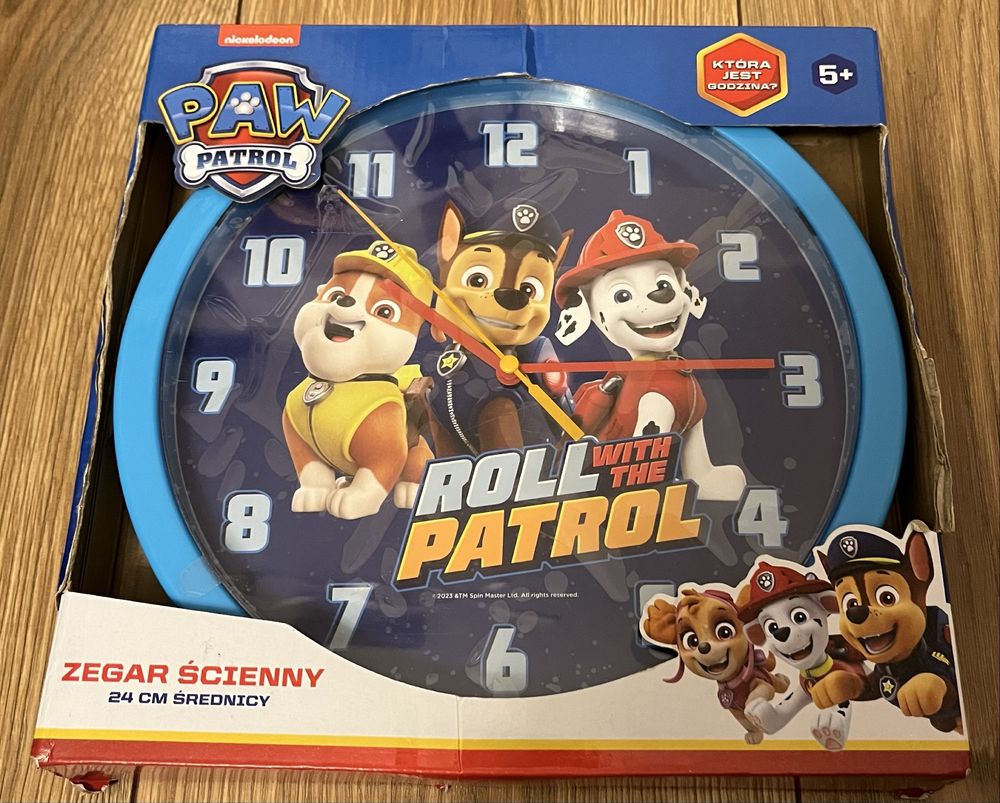 Zegar ścienny Psi Patrol niebieski 24 cm