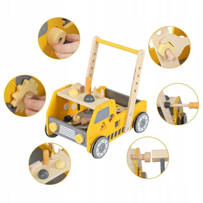 Drewniany chodzik dziecięcy 2 w 1 Zabawka z narzędziami