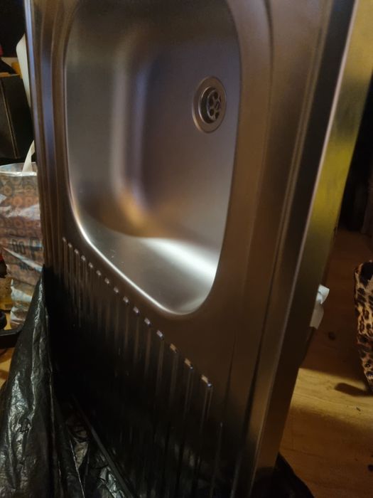 Prawie nowy zlew metalowy najladany 60x120 satynowy