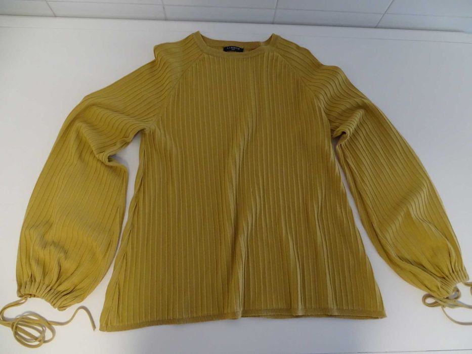 Camisola Lanidor canelada em amarelo torrado