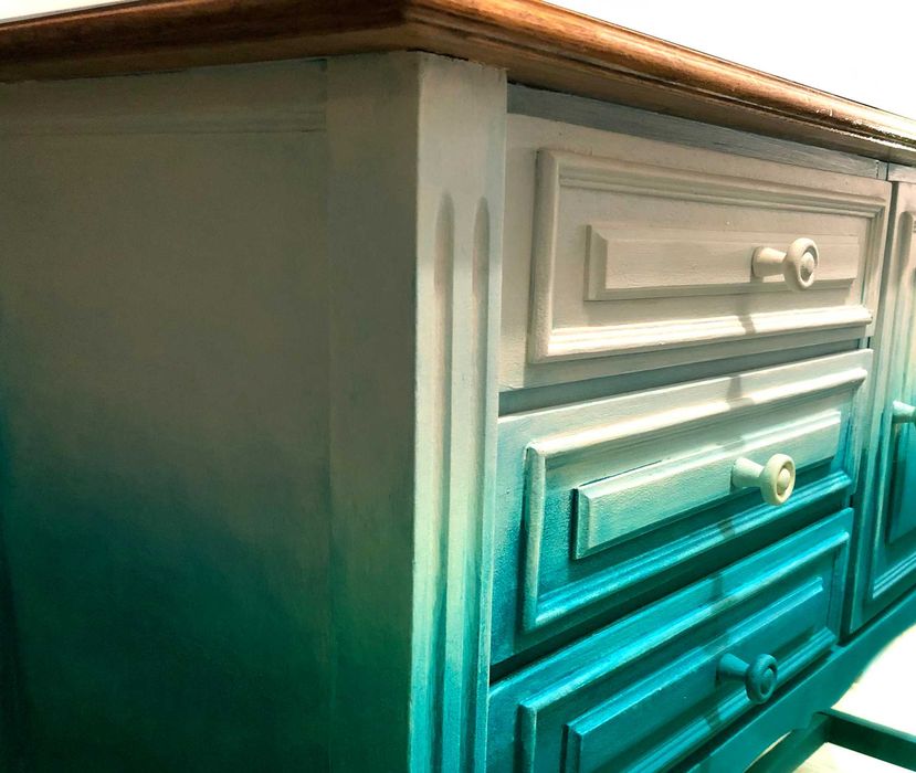 Komoda, szafka, konsola ręcznie malowana, renowacja, ombre