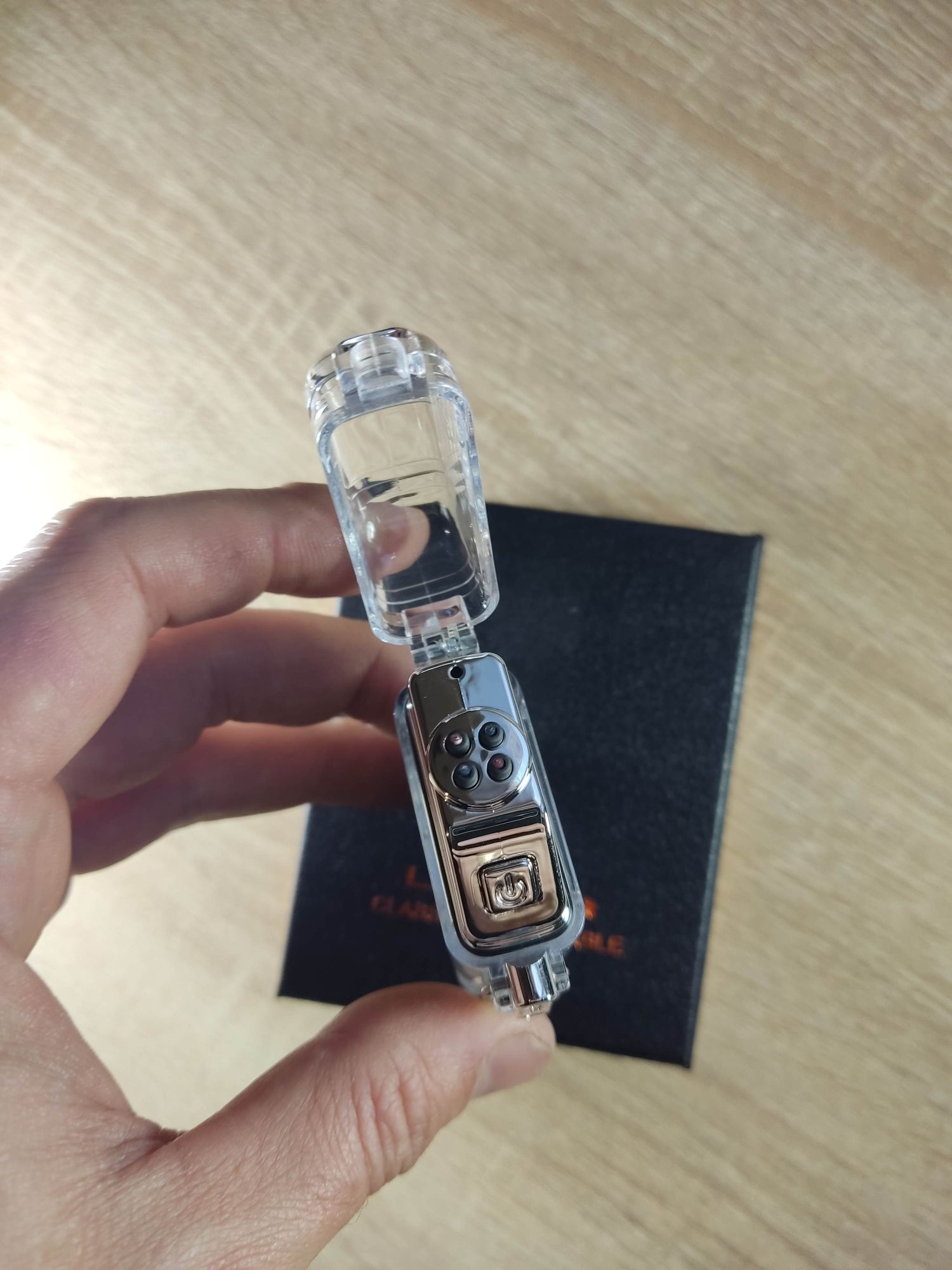 Электроимпульсная зажигалка USB-209, карманная с фонариком 9033