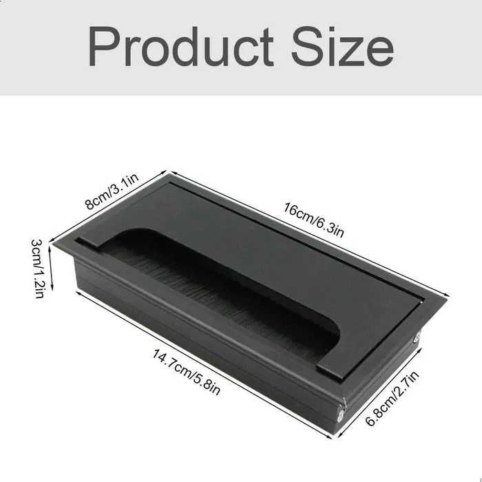 Przepust kablowy, kanał na biurko, 4 sztuki, 160 mm x 80 mm