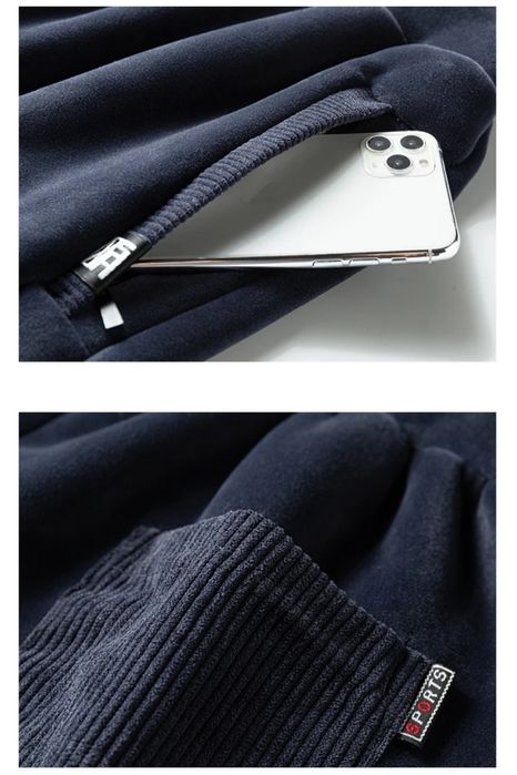 Зимний бархатный теплый мужской спортивный костюм Большой размер Батал