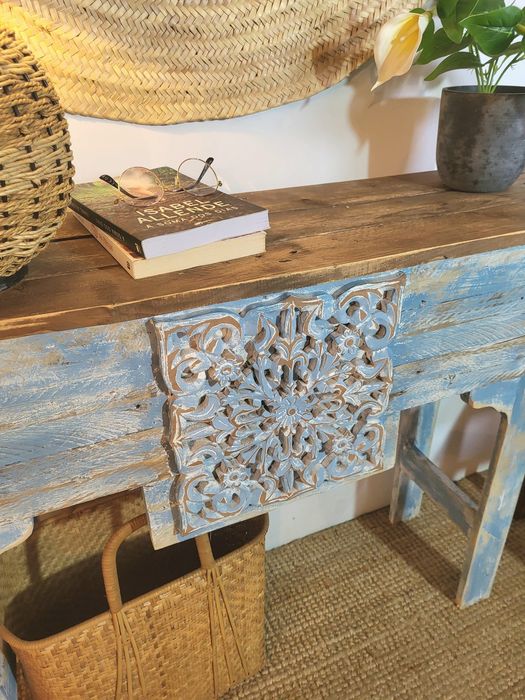 aparador, consola, mesa, apoio, talha, rustico