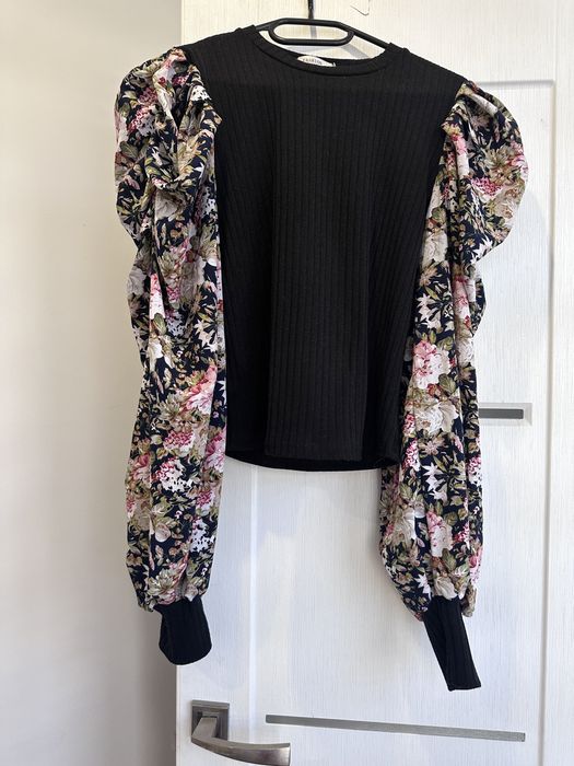 Лонг кофта блузка свитер нарядная цветочек рукав