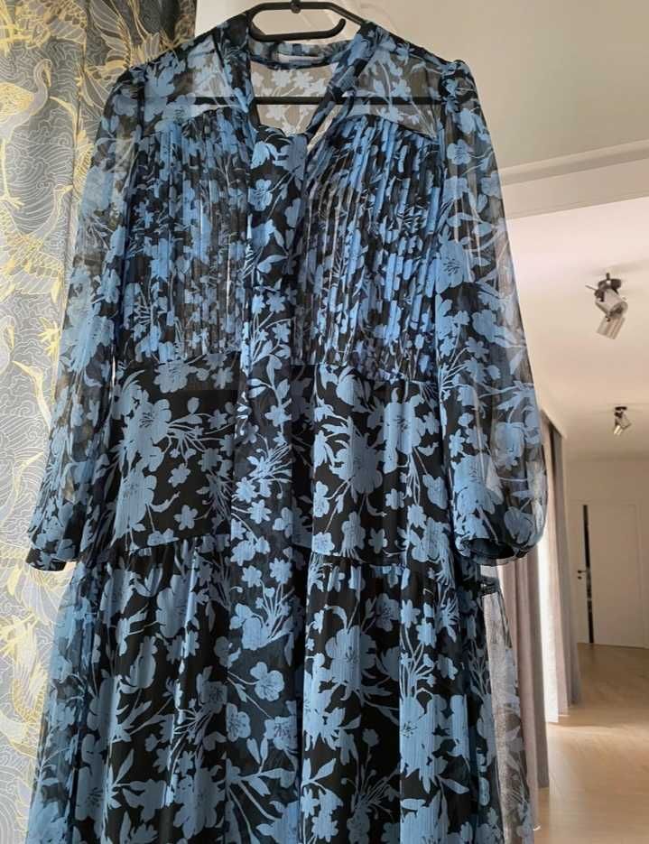 Reserved dluga maxi szyfonowa sukienka w kwiaty 38