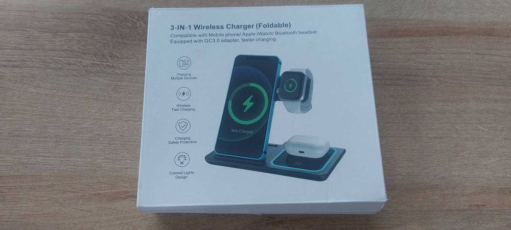 Bezprzewodowa Stacja Ładowania 3w1 iPhone Apple Watch Airpods Różowa