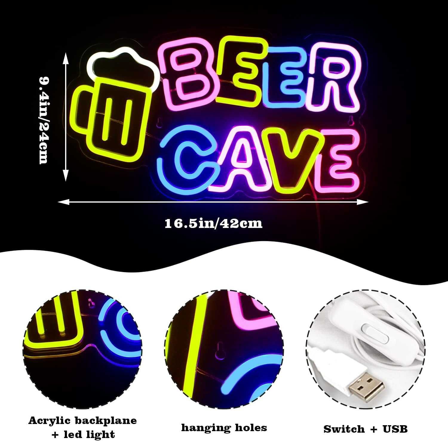 Reclame Luminoso Néon LED em Acrílico Logo de Cerveja " BEER CAVE "