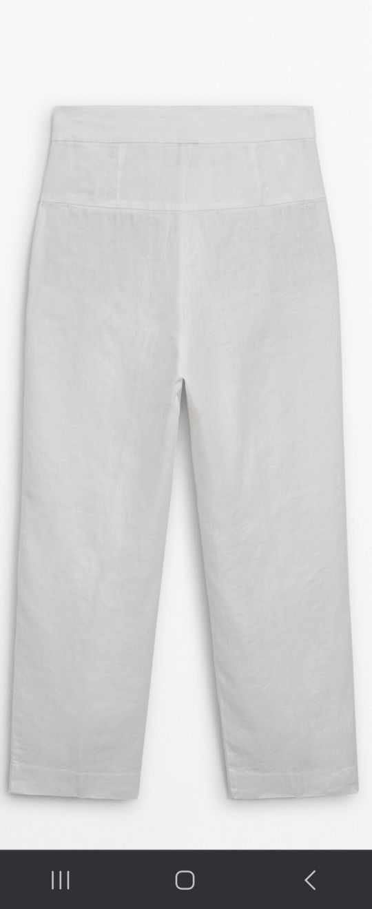 Białe lniane spodnie Massimo Dutti M/38