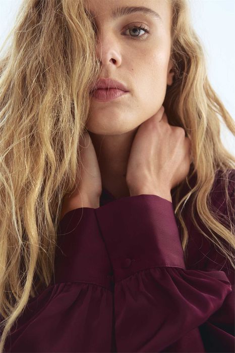 Bluzka M nowa kolekcja koszula z wiązaniem burgund PROMOCJA