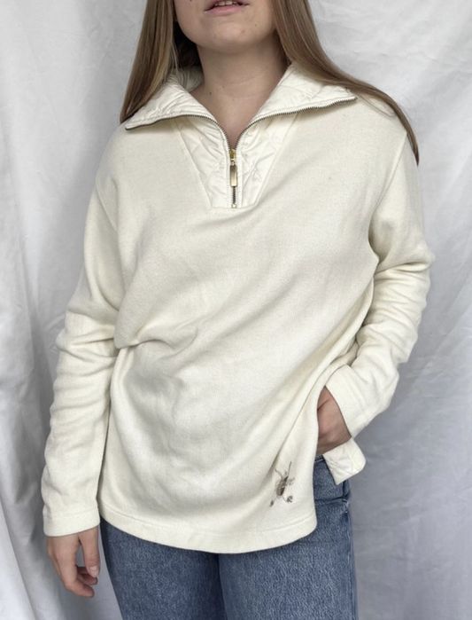 Kremowy sweter oversife luźny z pikowanym golfem Lisa Campione M