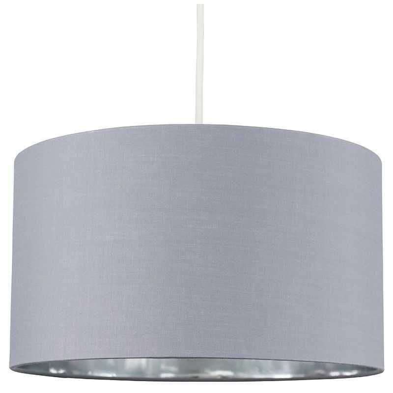 Lampa z abażurem kloszem szara chromowana fi 35 cm