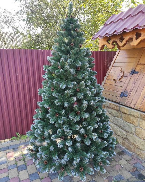 Новорічна ялинка з шишками ,білий кінчик ,елка новогодняя ,мягкая игла