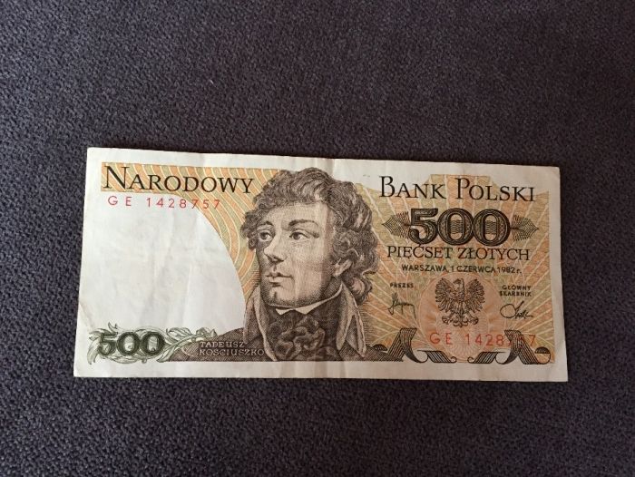banknot 500 zł 1982r. seria GE