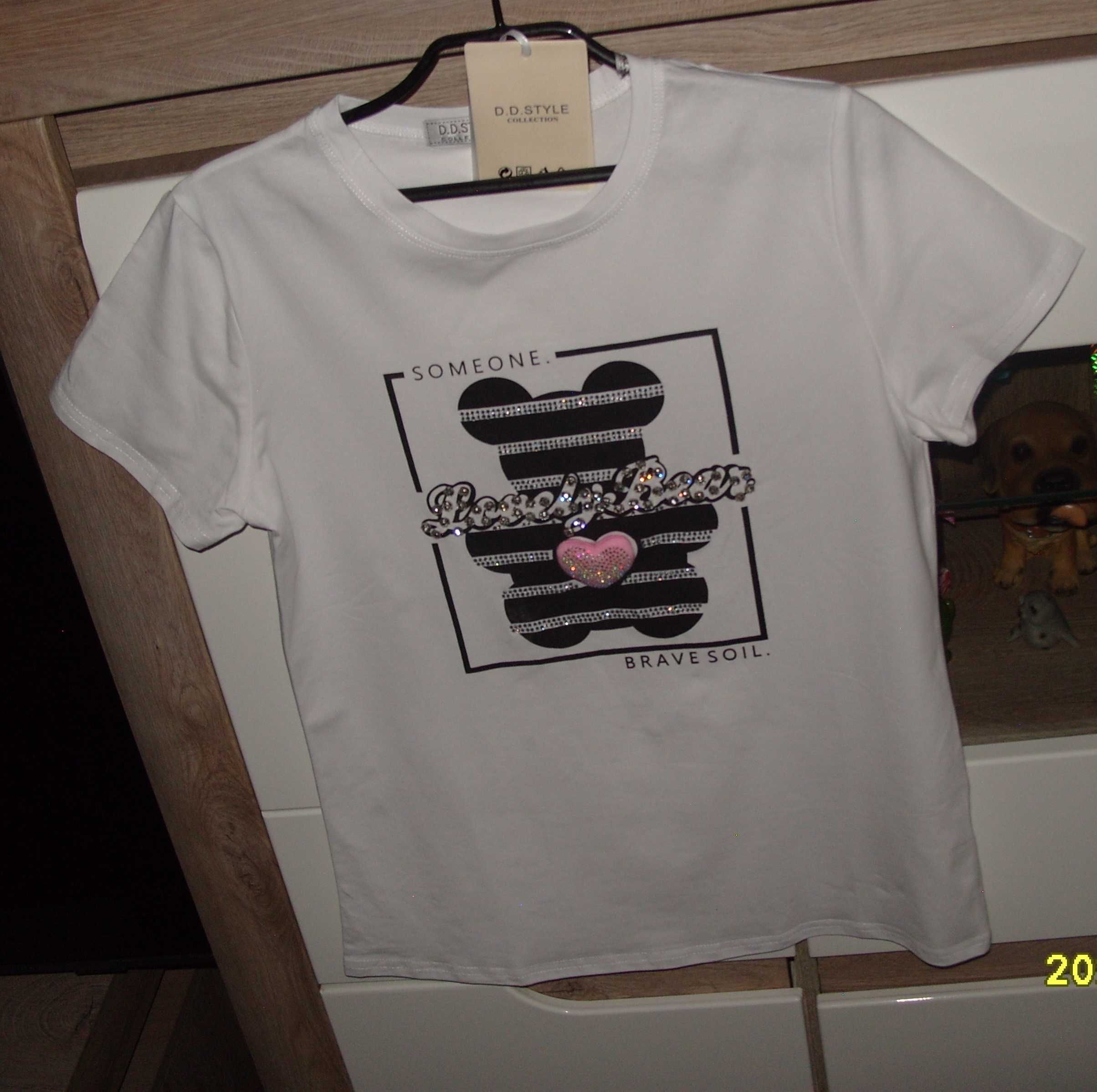 T-SHIRT Miś cyrkonie Serduszko 3D_NOWY_ r. S/M