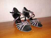 Туфли босоножки для танцев с кристаллами Сваровски