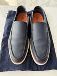 Синние Кожанные Слиперы Santoni