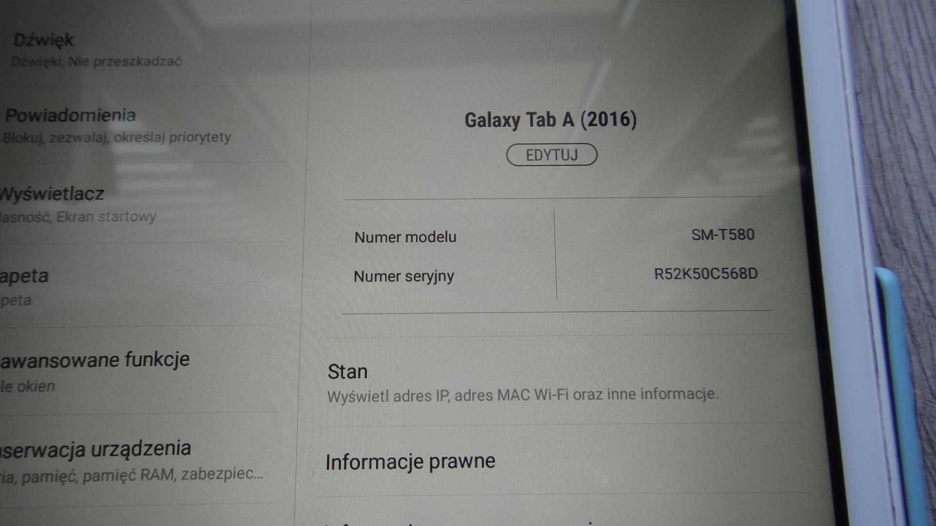 Tablet Samsung Tab A T580 10" 32/2 Gb plus 8Gb SD.