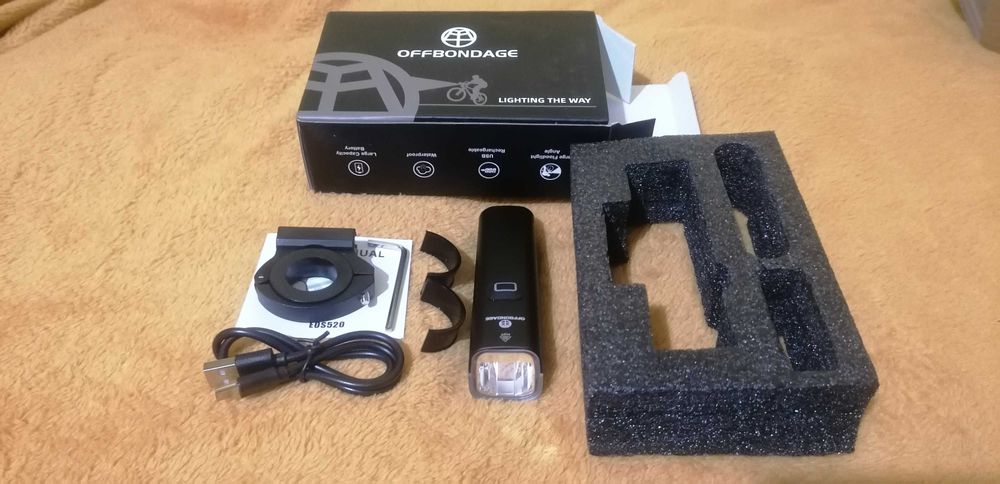 Latarka rowerowa OFFBONDAGE 1000LM, nowa, pełen komplet, Power Bank