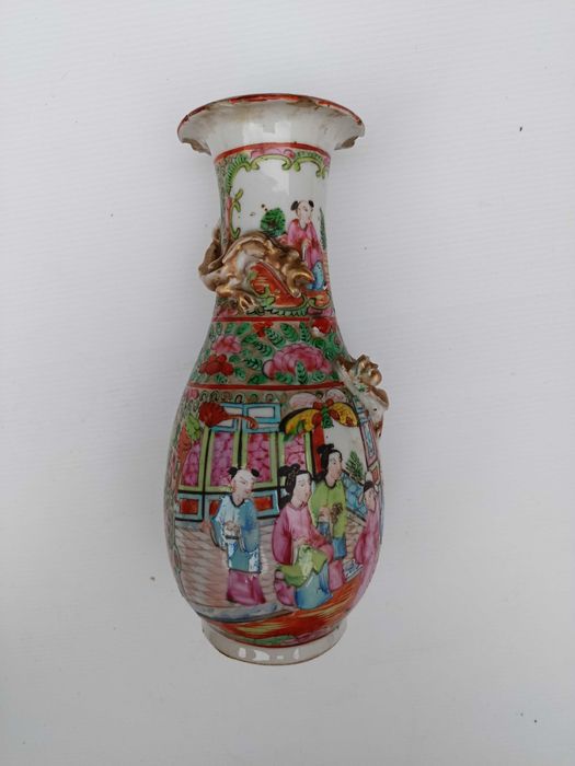 Jarra Porcelana da China Mandarim Séc XIX 21 cm