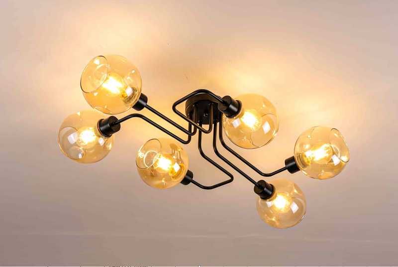 Сучасна люстра на 4 плафона припотолочна чорна