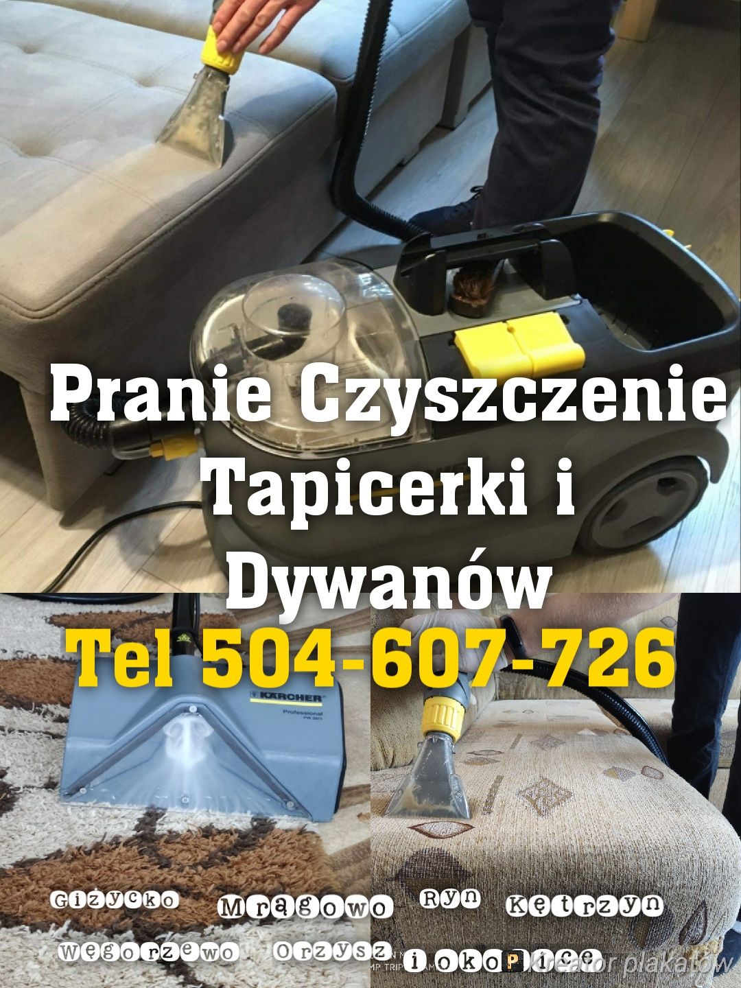 CZYSZCZENIE Pranie TAPICERKI Dywanu wersalki w