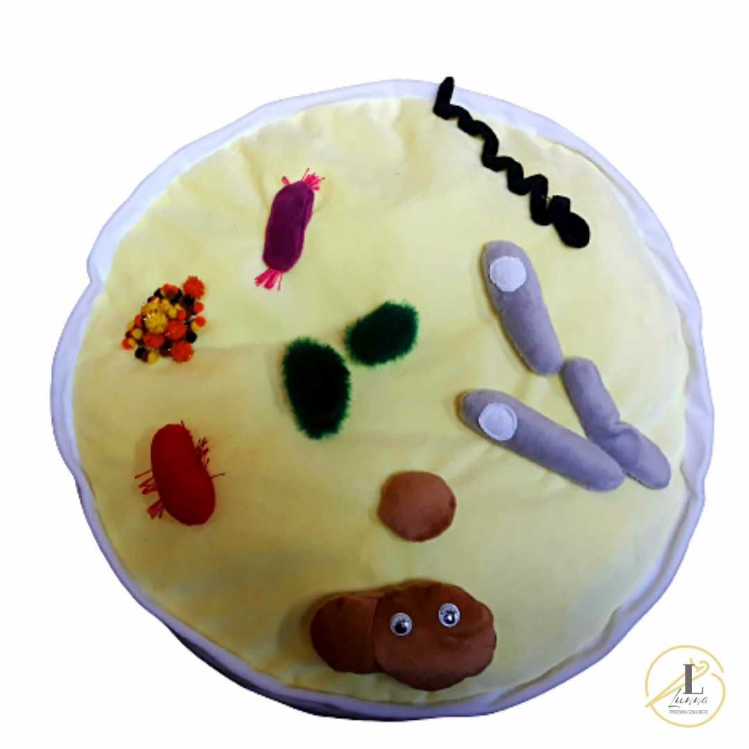 Dekoracyjna poduszka w kształcie szalki Petriego z bakteriami