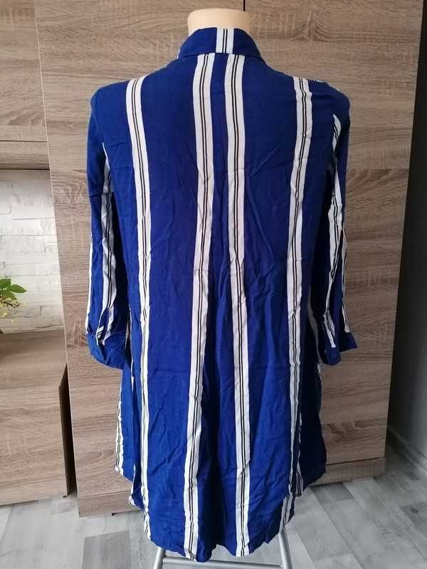 Koszula długa tunika w paski z kołnierzykiem Reserved elegancka S