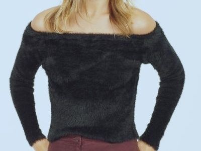 Biały włochaty puszysty sweter sweterek H&M S