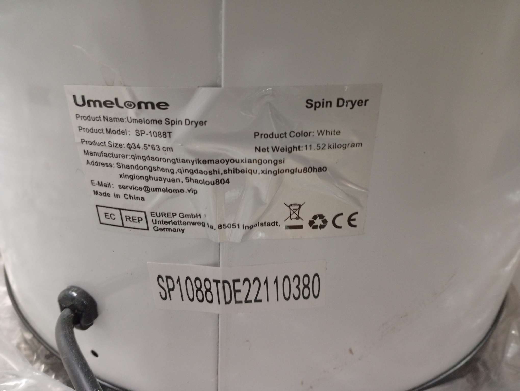 Umelome mini suszarka, do 6 kg,  2800 obr./min, biała