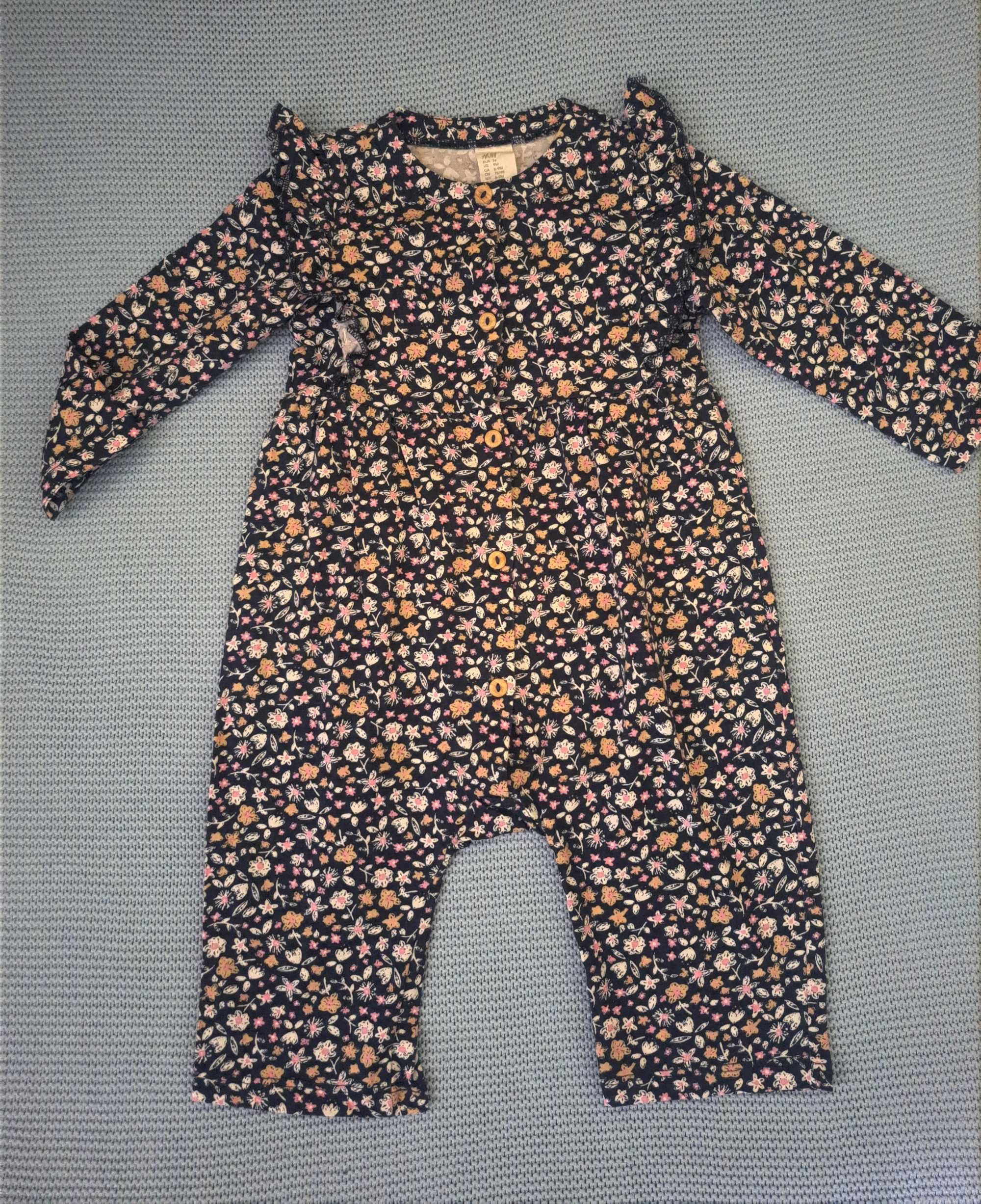 Kombinezon bawełniany z długim rękawem, 4-6 i 6-9 miesięcy, H&M - 2szt