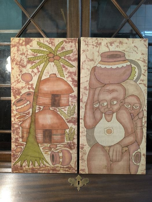 2 Quadros pintor Moçambicano Nelsso - 1997