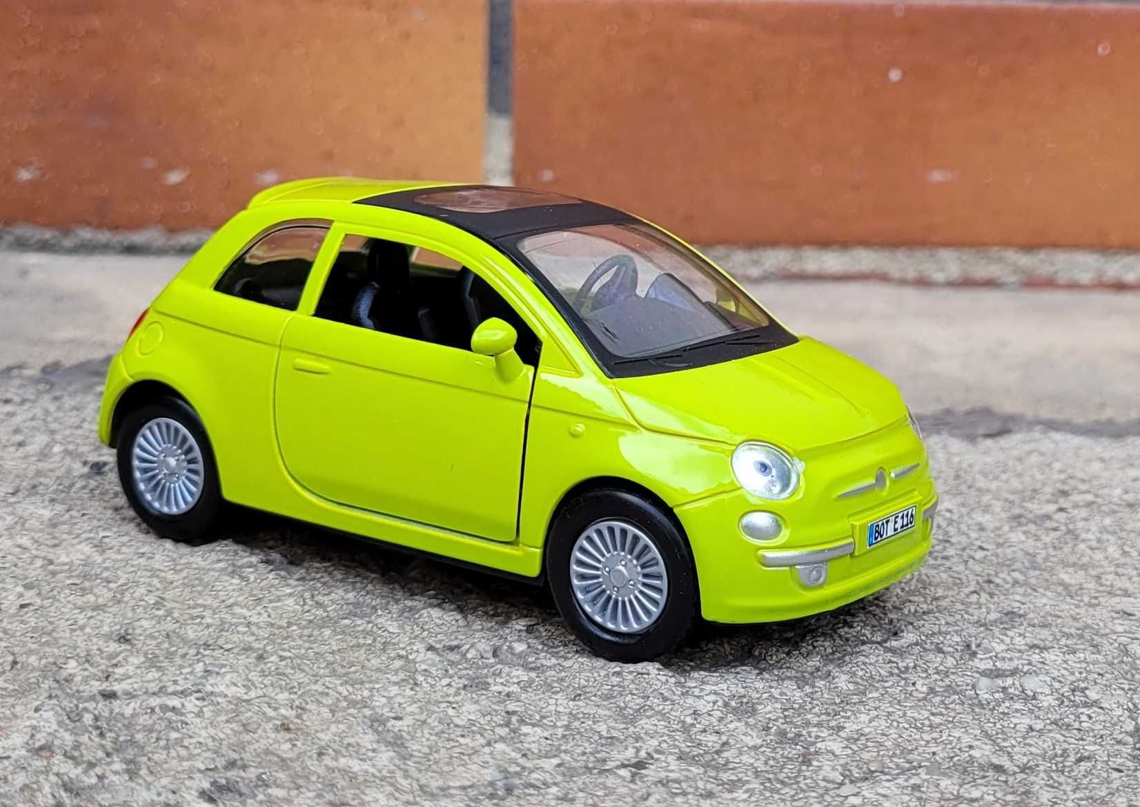 Kolekcja modeli Fiat 500 Unikat 1:34 piękny Zielony kolor 11 cm