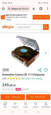 Gramofon camry brązowy