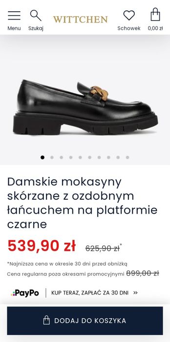 OPIS Damskie mokasyny Wittchen SKÓRA z łańcuchem  czarne r. 38