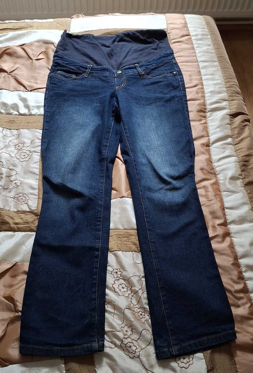 Granatowe jeansy ciążowe, rozm. 40, BonPrix stan bardzo dobry