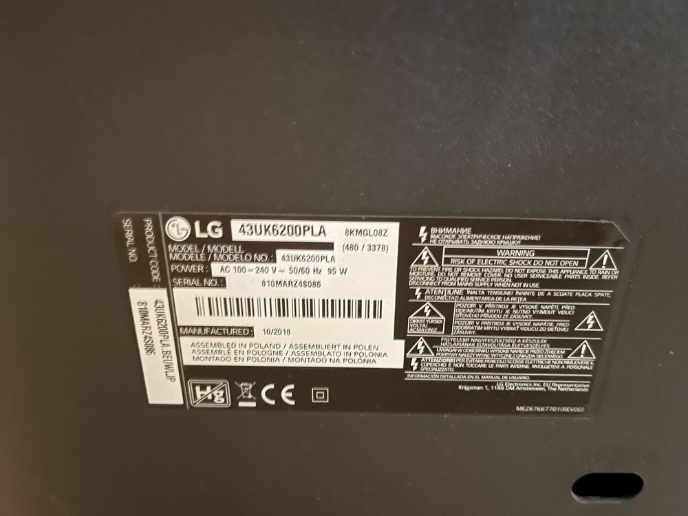 Peças Televisão LG 43UK6200PLA