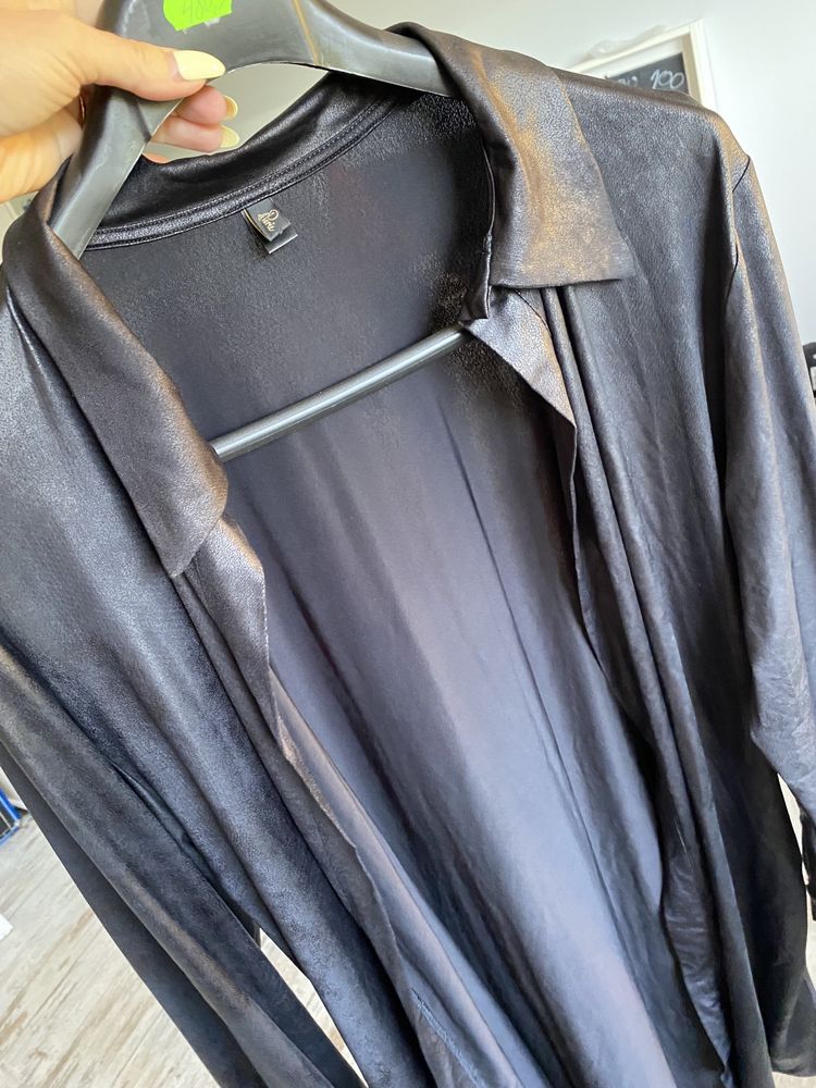 Li Parie Leather shirt bluzka kardigan narzutka L 40 42 XL skóra węża