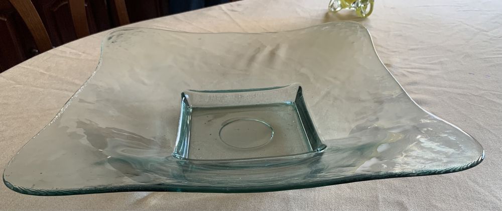Fruteira/centro de mesa de vidro