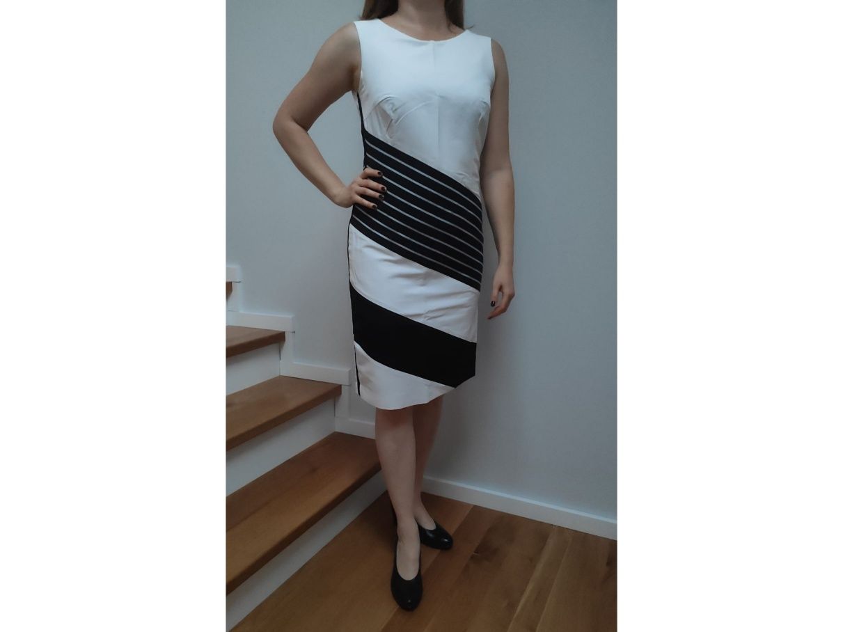 Sukienka biało-czarna GaPa Fashion r. 36 codzienna do biura